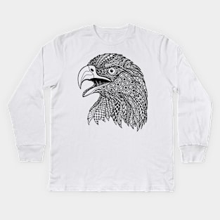 Eagle's Head Zentangle Kids Long Sleeve T-Shirt